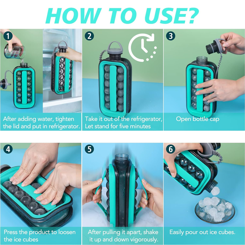 LittleStar Ice Cube Trays 2 in 1 Portable Ice Ball Maker Kettle